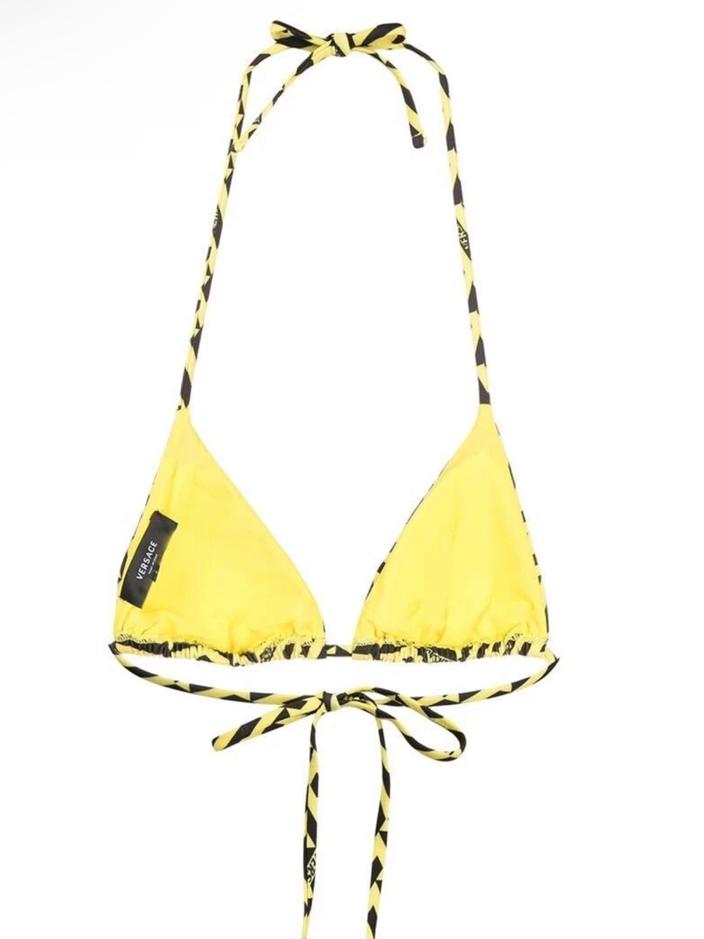 VERSACE Women monogram-print yellow / black triangle Bikini Top Versace Size 1 - Picture 2 of 3